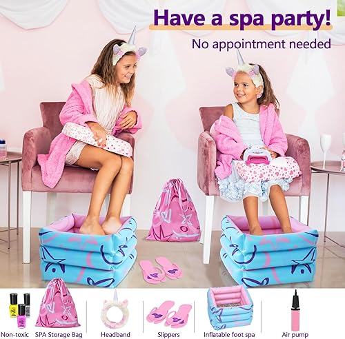 Miniatura 3 de Kit de spa infantil para niñas, juego de esmalte de uñas para niñas de 7 a 12 años, cosas de spa de pies para manicuras y pedicura, kit de salón de