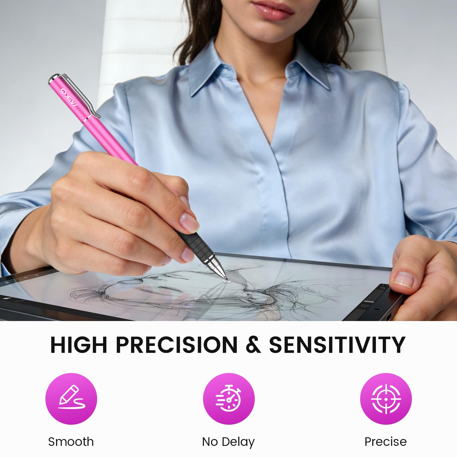 MEKO 6 lápices capacitivos para pantalla táctil, lápiz capacitivo 2 en 1 de alta sensibilidad y precisión para iPad, iPhone, Android, smartphone, tragaluz y tabletas, compatible con todos los