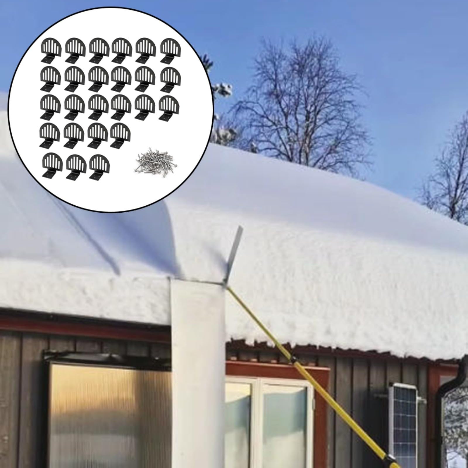 25 Stück Schneeschutz, Stehnaht, Metalldach, Schwarz