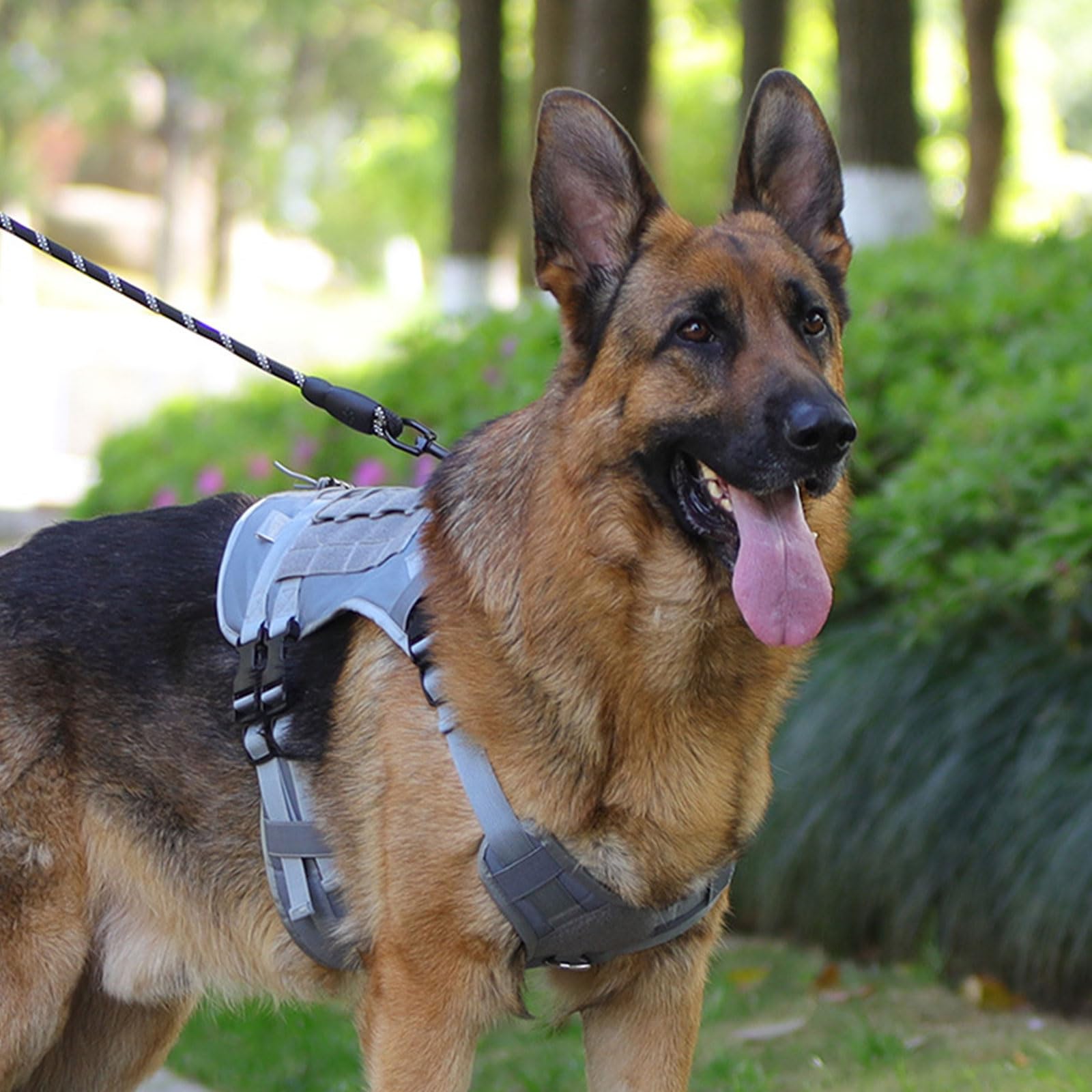 Robusta pettorina per cani in tessuto Oxford di grandi dimensioni con strisce riflettenti per migliorare la visibilità notturna e una facile regolazione gilet riflettente per cani