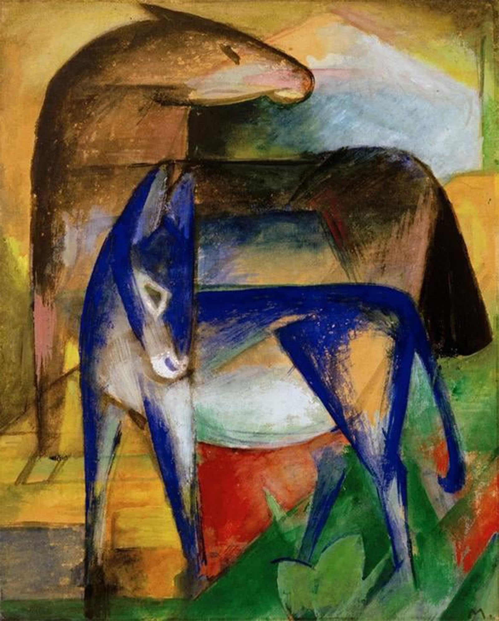 POSTERIIk Vintage Print Pop Art Landscape Artwork Twodonkeys by Marc Art Prints for Office Home Decor 60x90cm