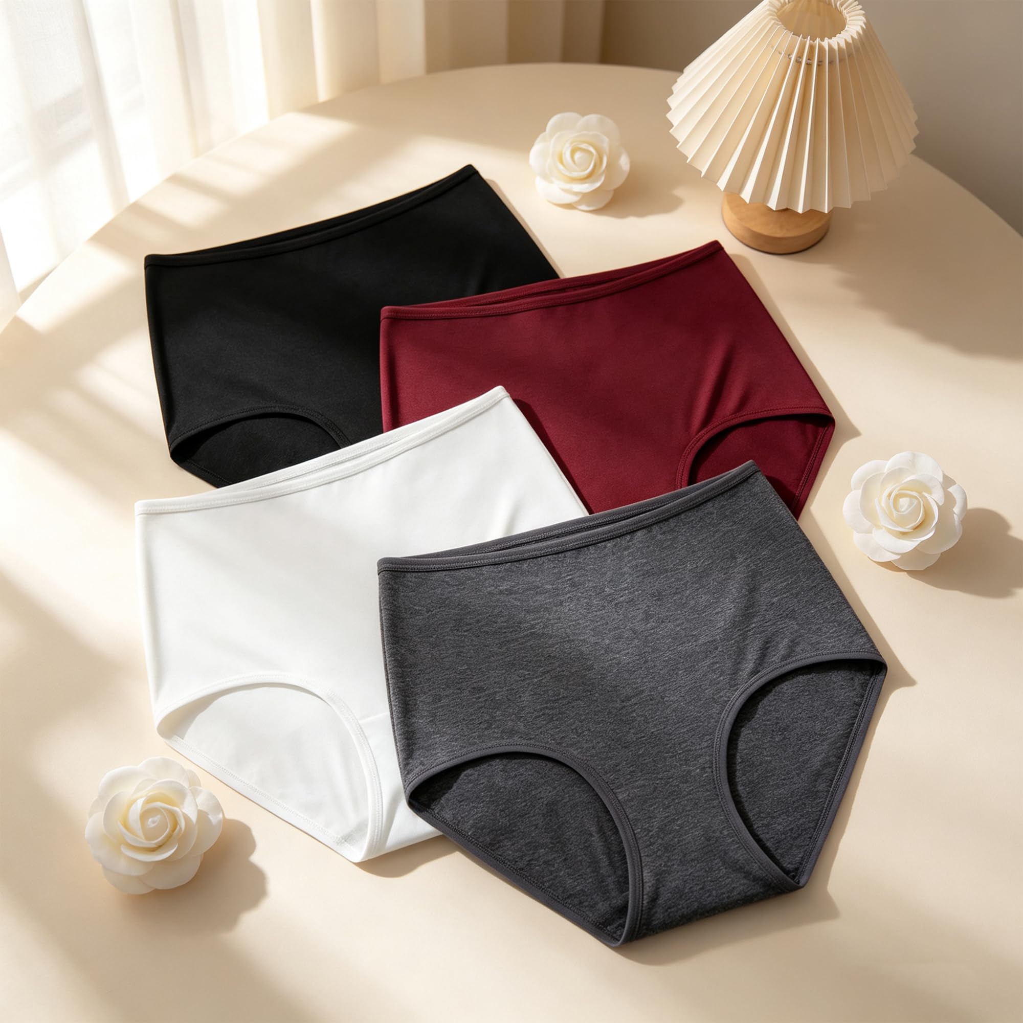 Biancheria intima da donna in cotone a vita alta slip da donna morbida copertura completa mutandine confezione da 4 dimensioni normali