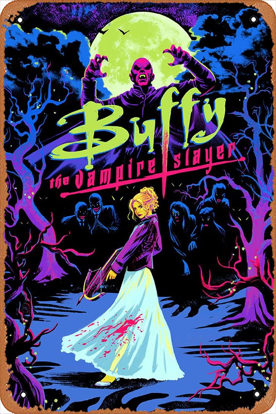Movie Poster Retro Metal Sign Buffy the Vampire Slayer Movie Poster Art Classic Movie Posters Wall Art Decor Tin Sign-8x12inch
