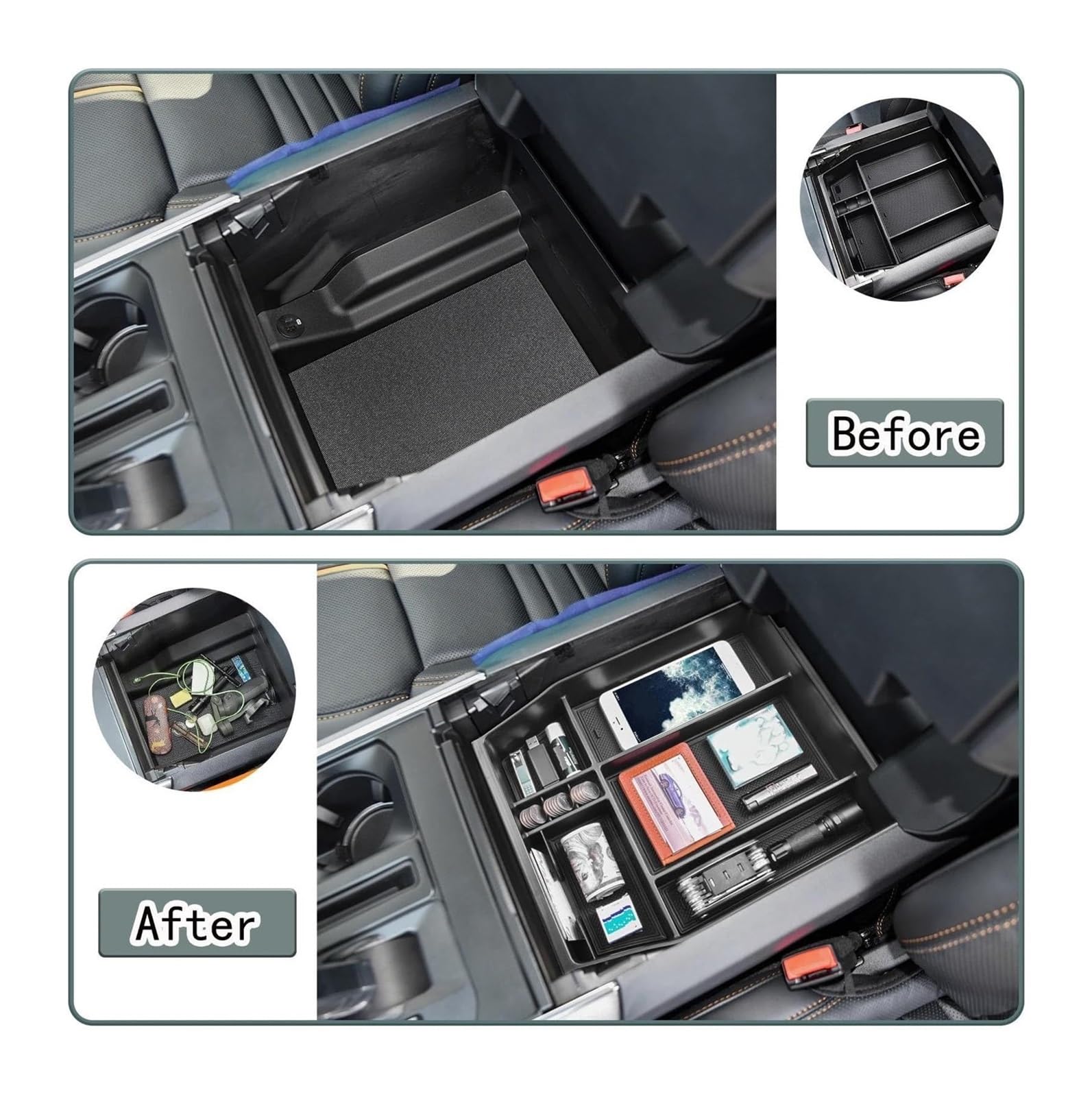Glove Handschuhfach Für F&ord F150 2021-2023 Innenarmlehne Einsatz Tablett Münzaufbewahrungshalter Auto Mittelkonsole Organizer