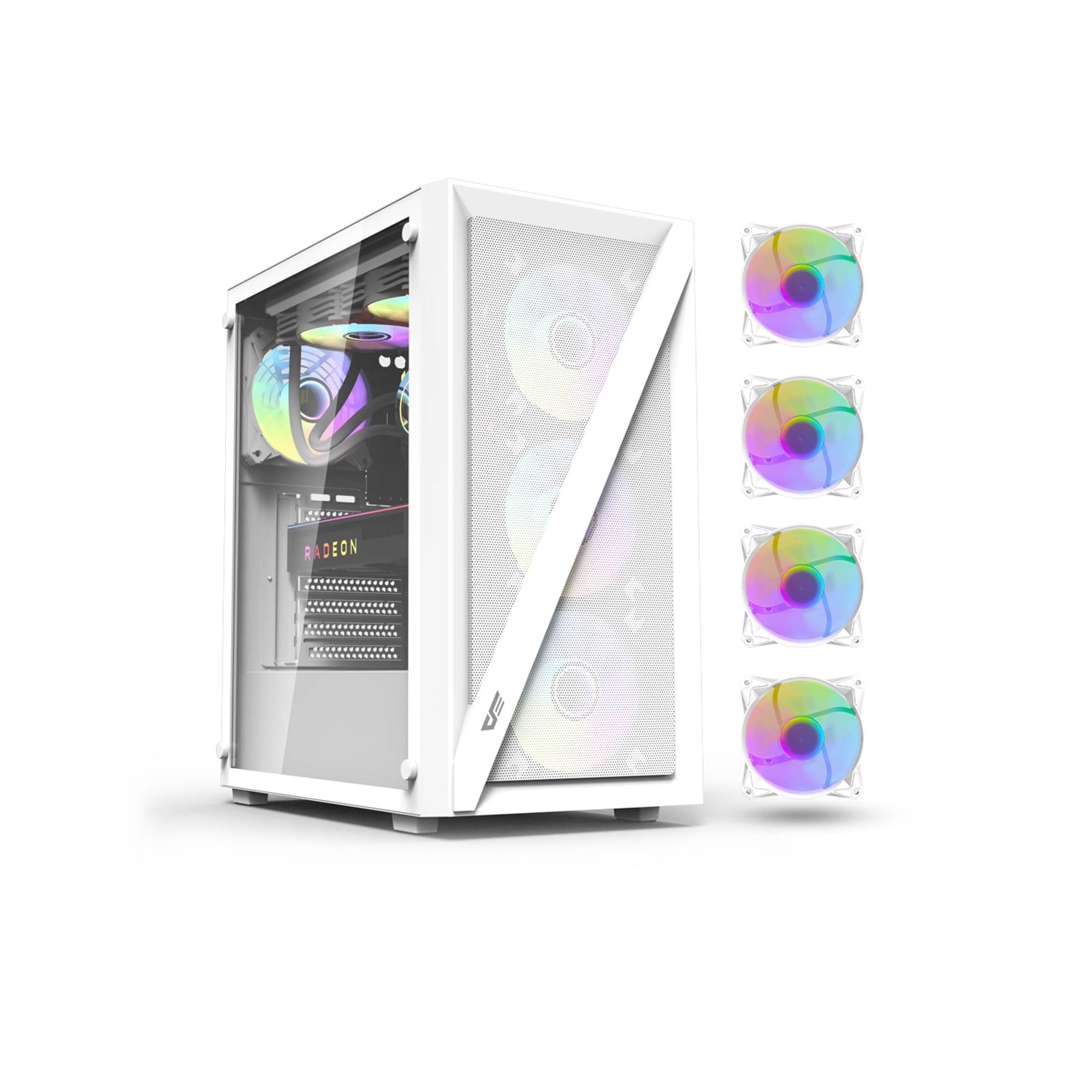 DarkFlash DK260 Air Mesh Mid-Tower Computer Case, ATX M-ATX ITX Gaming PC Case 4x Pre-Installed ARGB Fans, 360mm Radiator, 6x Fans Support, Steel and Tempered Glass, Graphics Card Support