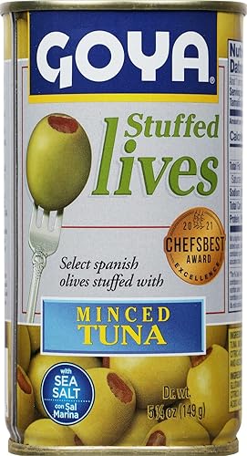 Miniatura 3 de Goya Foods Aceitunas Manzanilla rellenas de atún, 5.25 onzas (paquete de 12)