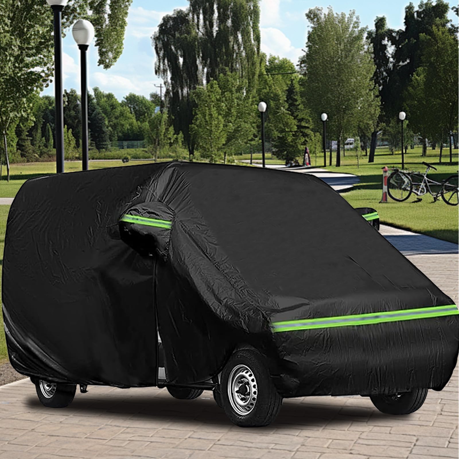 Wasserdicht Wetterfeste UV-Beständige Autoabdeckung Vollgarage für VW Transporter,Vollgarage Autoplane mit Reißverschlusstür,autoabdeckung Ersatz Atmungsaktiv Autoplane Ganzgarage L490(470-490cm)