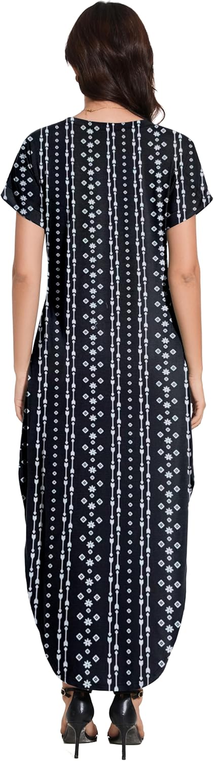 Women Summer Long Sundress Crewneck Short Sleeve Maxi Dress 2026 Casual Loose Beach Dress with Pockets - Image 6