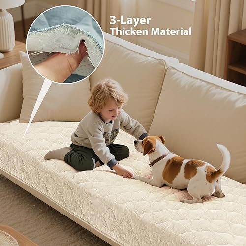 Miniatura 4 de Gollense Funda antideslizante para sofá para mascotas, funda acolchada de felpilla mullida para perros, lavable, protector suave y apto para