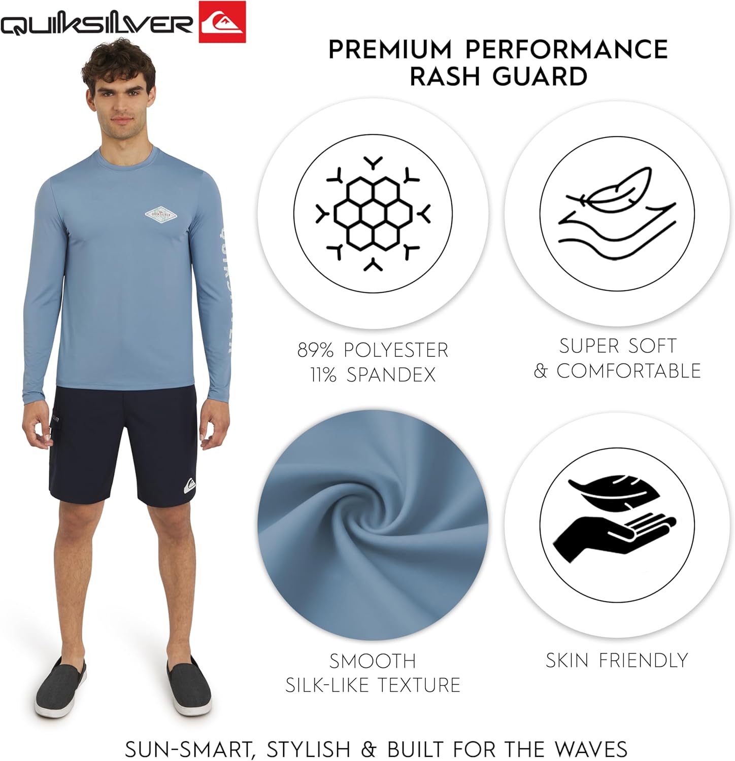 Quiksilver Men's Swimwear Regular Fit UPF 50 Long Sleeve Sun Tee Rash Guard Shirt (S-XXL) - Image 3