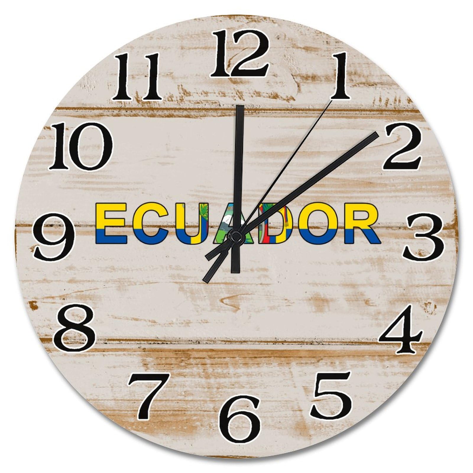 Grande horloge murale Équateur vintage, cadeau idéal silencieux pour passionnés de voyage