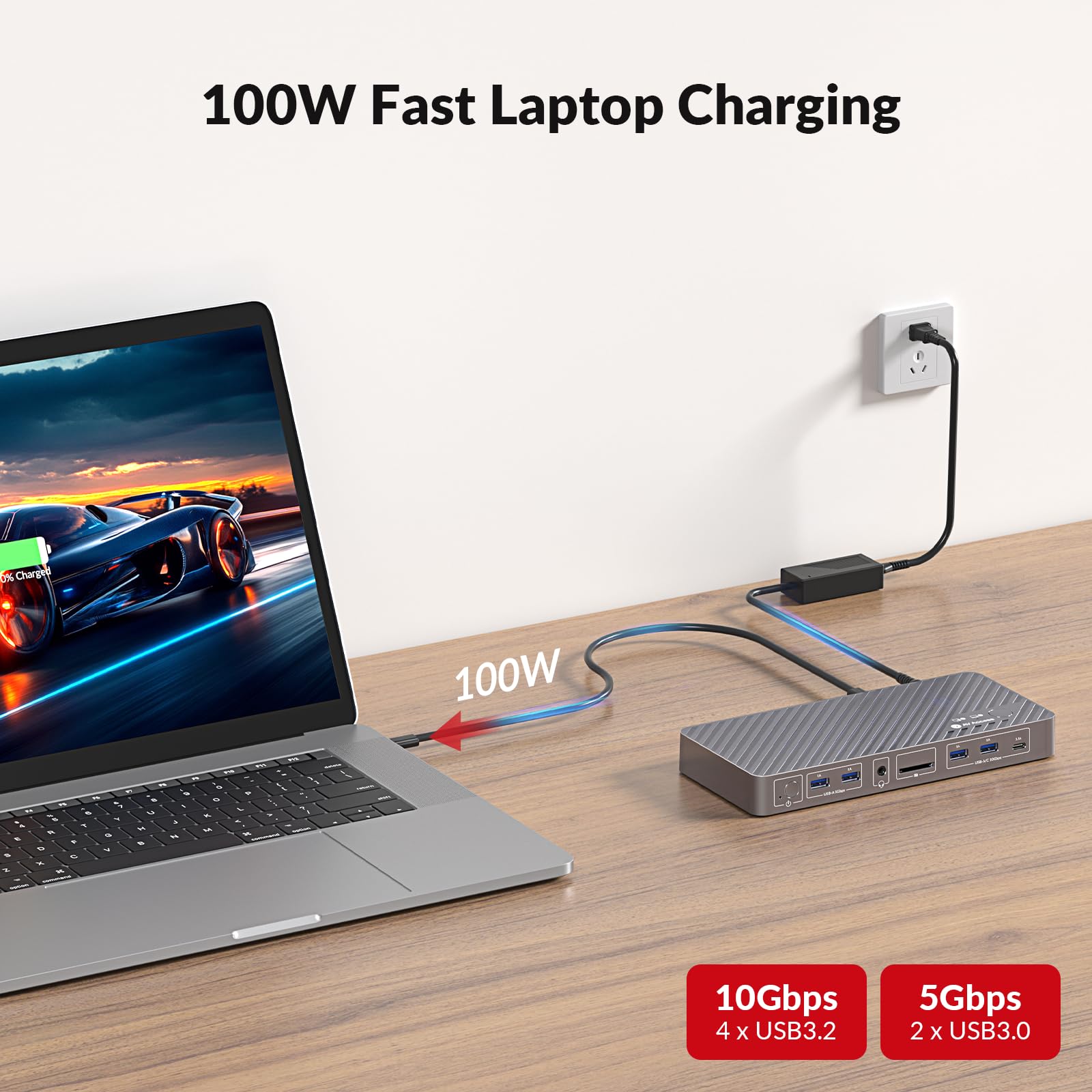 AV Access 8K KVM Switch 2 Monitors 2 Computers for Laptop & Gaming PC/Mac mini, 100W PD, Ethernet, stacja dokująca dla dwóch monitorów 8K@60Hz/4K@165Hz, 4-portowy hub USB 3.2 10 Gb/s USB-C, audio, SD
