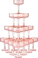 Vista 9 de Paquete de 20 Copas de Champán de Plástico, Copas de Champán de 7oz de Torre de Champán de Plástico Indestructible, Copas de Cóctel de Acrílico