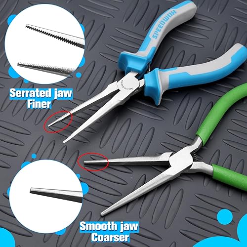 Miniatura 3 de SPEEDWOX Alicates de punta fina para fabricación de joyas y pesca, mandíbula dentada, nariz de aguja fina, bucle de alambre y doblado