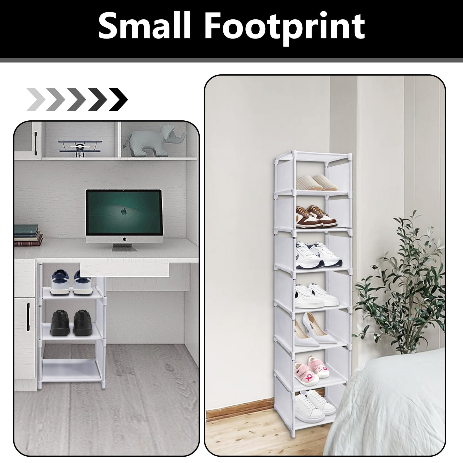 Uooker 8 Tier Narrow Shoe Rack, Vertical Shoe Rack for Small Spaces Living Room, Entryway, Corner Organization - Image 3
