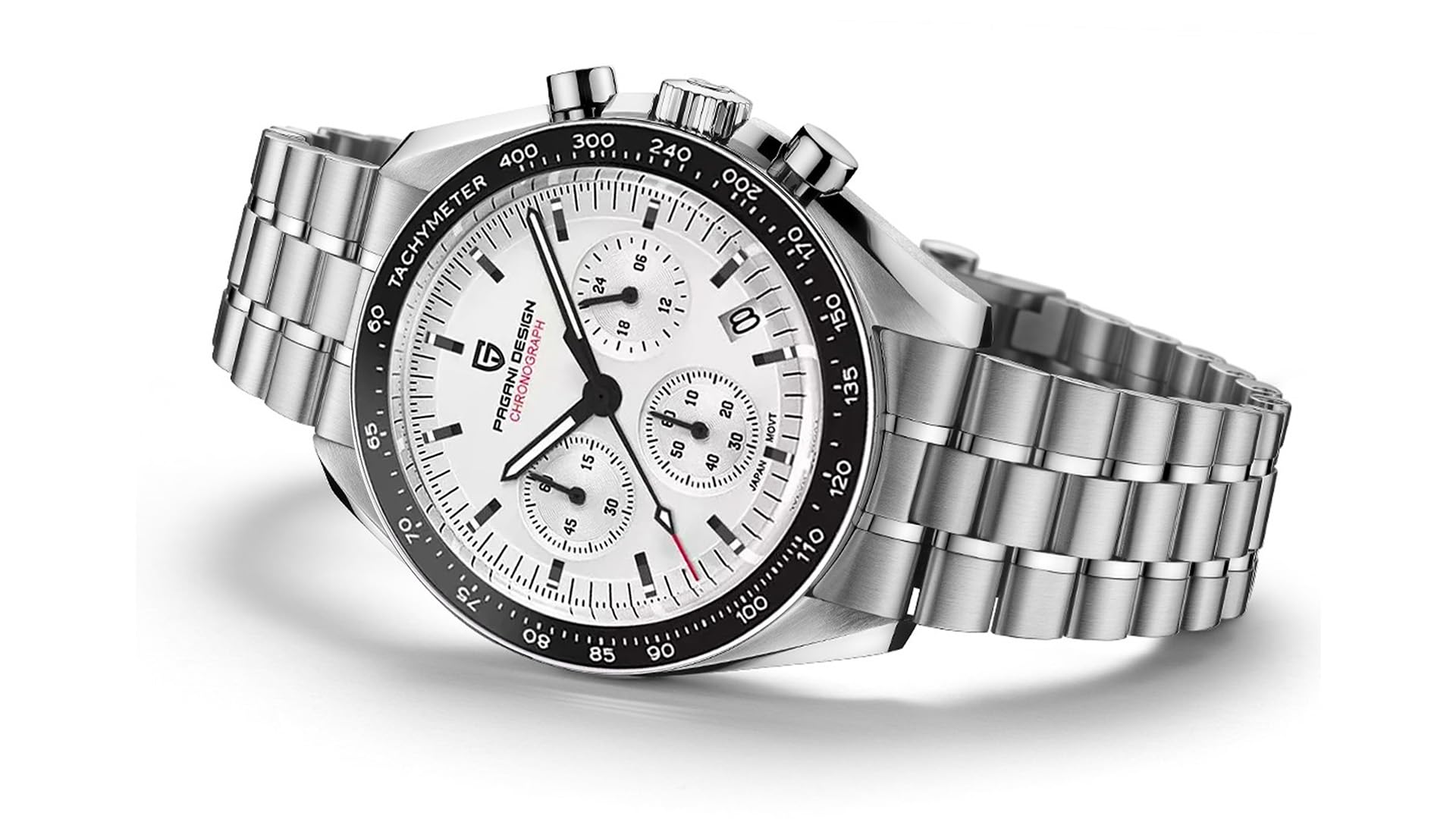 Pagani Design 1701 Orologio Uomo VK63 Orologio al Quarzo Cinturino in Acciaio Inox 100 Metri Resistente all'Acqua Elegante Sport Business Elegante Orologio Regalo da Uomo.