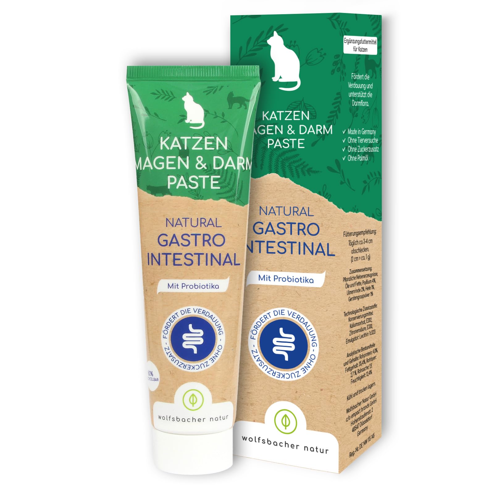 Magen-Darm Paste für Katzen – Mit Probiotika & Ulmenrinde zum Aufbau der Darmflora – Unterstützt Verdauung & Magen – Gastro Intestinal 100g