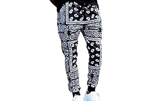 SOMTHRON Paisley Drawstring Bandana Joggers