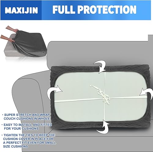 Miniatura 3 de MAXIJIN Fundas de cojín elásticas de terciopelo para sofá, funda de cojín suave de repuesto, protector de muebles con parte inferior elástica (1