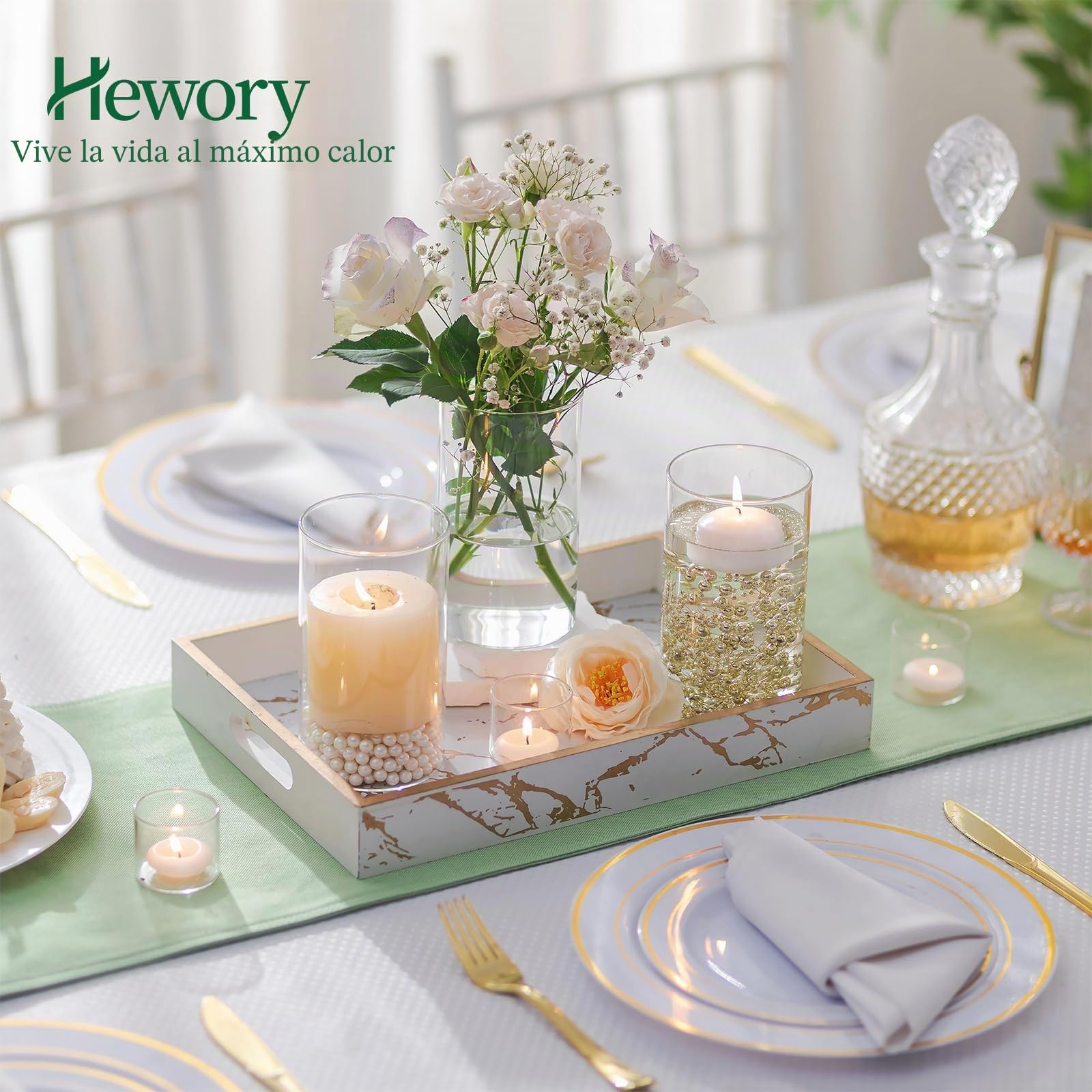Hewory Juego de 6 Floreros Cilíndricos de Vidrio Transparente de 15cm para Flores y Portavelas Alto para Velas de Pilar Flotantes, Redondo para Bodas