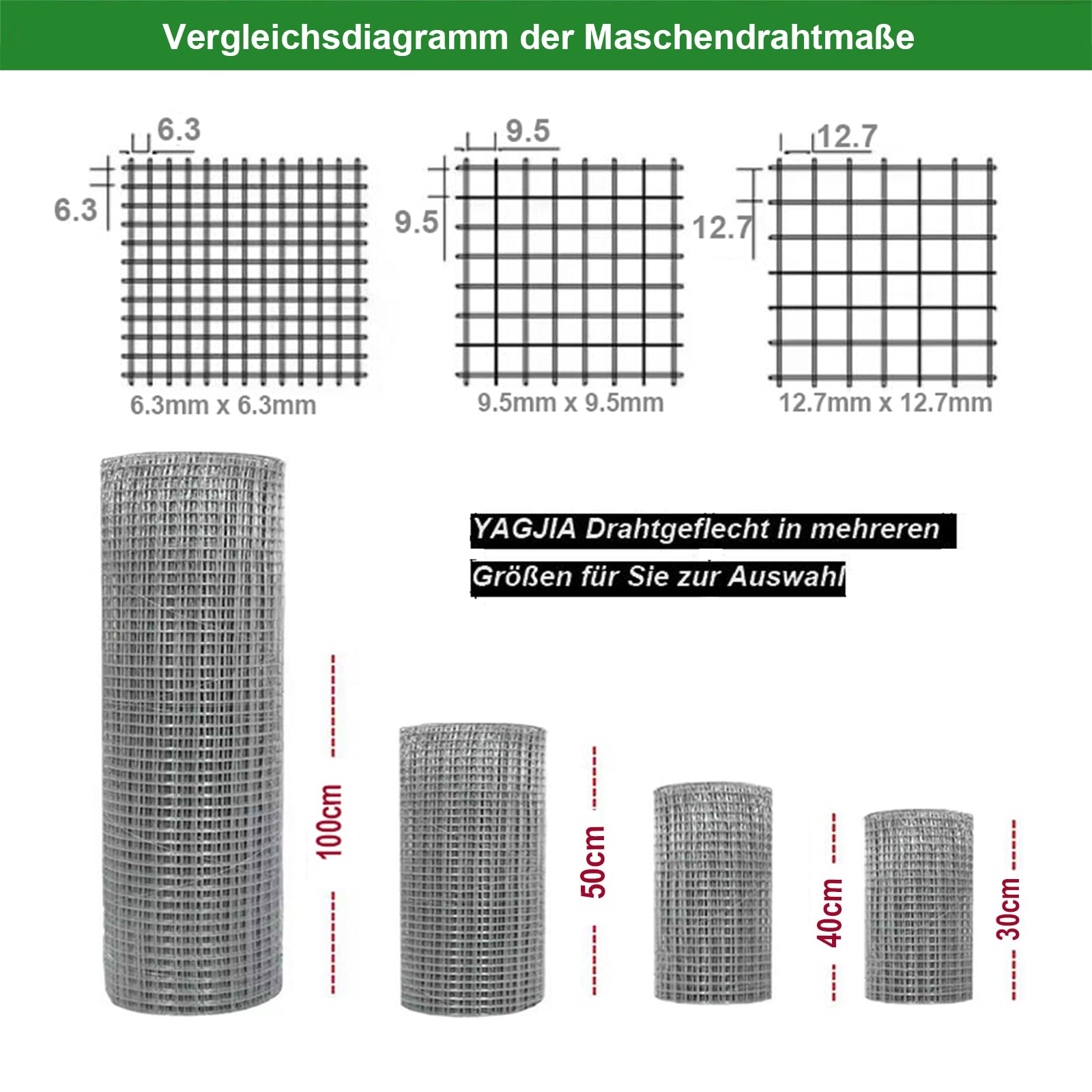 Siatka przeciw gryzonom 1m x 10m, drut wolierowy 6,3mm x 6,3mm, siatka druciana o drobnych oczkach ocynkowana, metalowa kratka jako drut do królików, 0,6mm