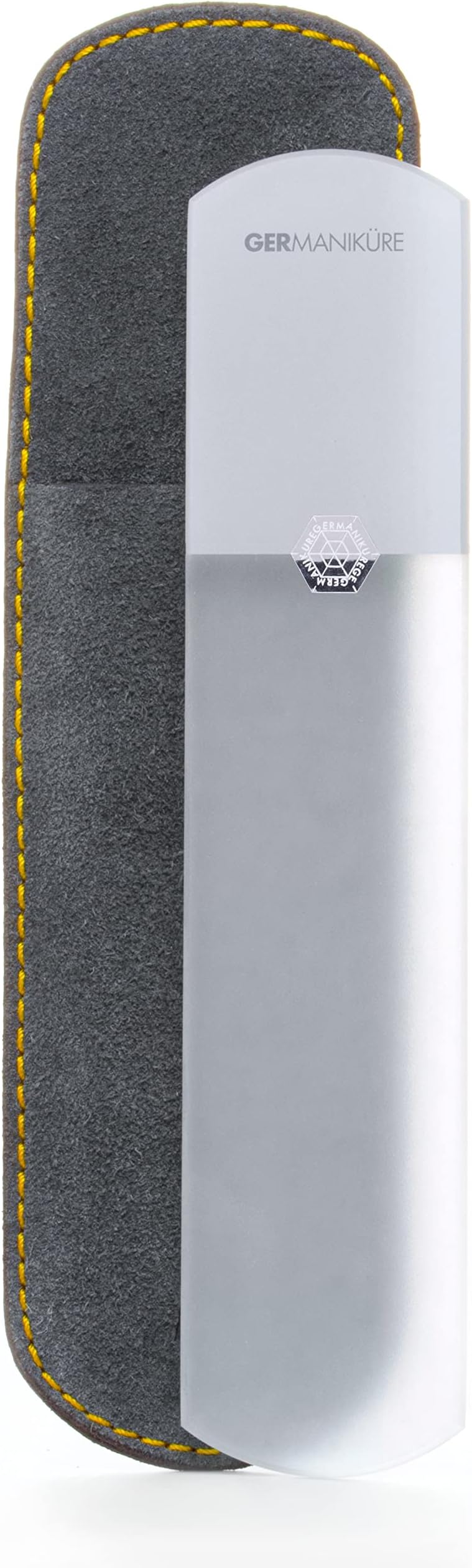 Pedicure Bar, Foot File, & Callous Remover - Grey Glass with Suede Sleeve Ethically Made in Czech Republic