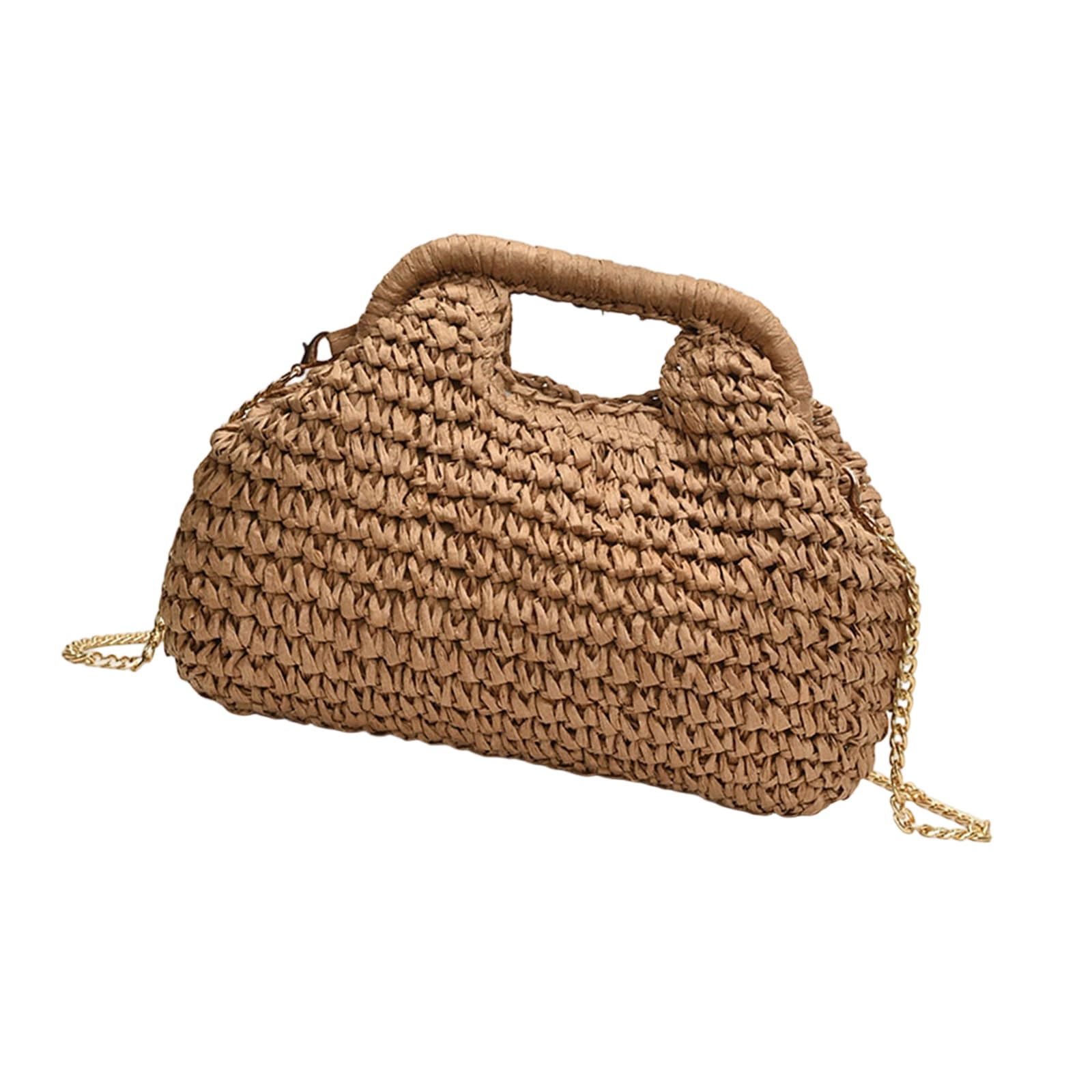 CAZSTYK Fashion Straw Bag Casual Shoulder Bag Casual Crossbody Purse Chain Strap Satchel for Daily Shopping and Travel Shoulder Strap Ladies Straw