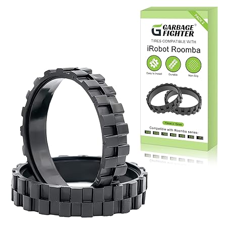 Tires for Series 500, 600, 700, 800 and 900, e5, e6, i7 ,Anti-Slip, Great Adhesion and Easy Assembly, Wheel Replacement for All roomba Models (Black 2 Pack)