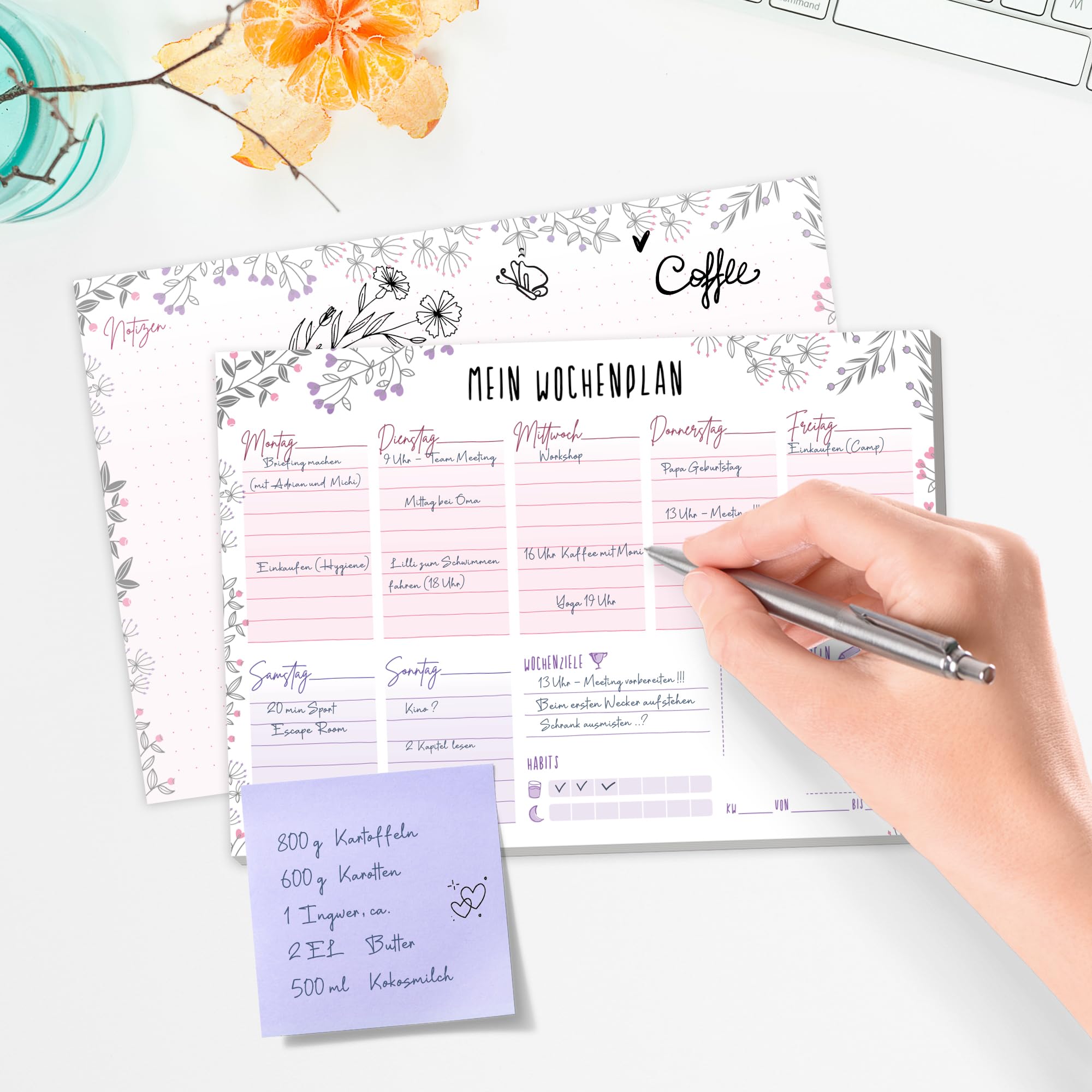 Paper&you® Blocco Note A5 Golden Dots - 50 Fogli Liste Cose Da Fare, Carta Certificata FSC 100g/m², Retro Per Note, Sostenibile, Design Puntinato Oro