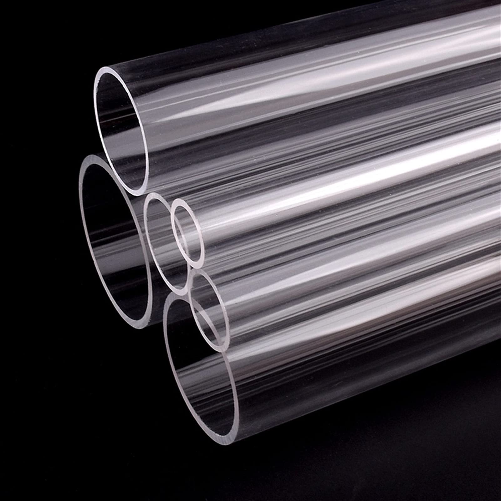 3er-Pack Acryl-Rundrohr, 50 cm Länge, transparent | Klares, starres Acrylrohr for DIY-Bastelarbeiten, Beleuchtungsständer, verschiedene Größen(32mm Outer Dia)