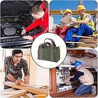 Vista 5 de 18 Inch Wide Mouth Tool Bag, Heavy Duty Canvas Tool Storage Bag for Men, Large Capacity Tool Tote Bag for Electricians, Power Tool Organizer Pouch