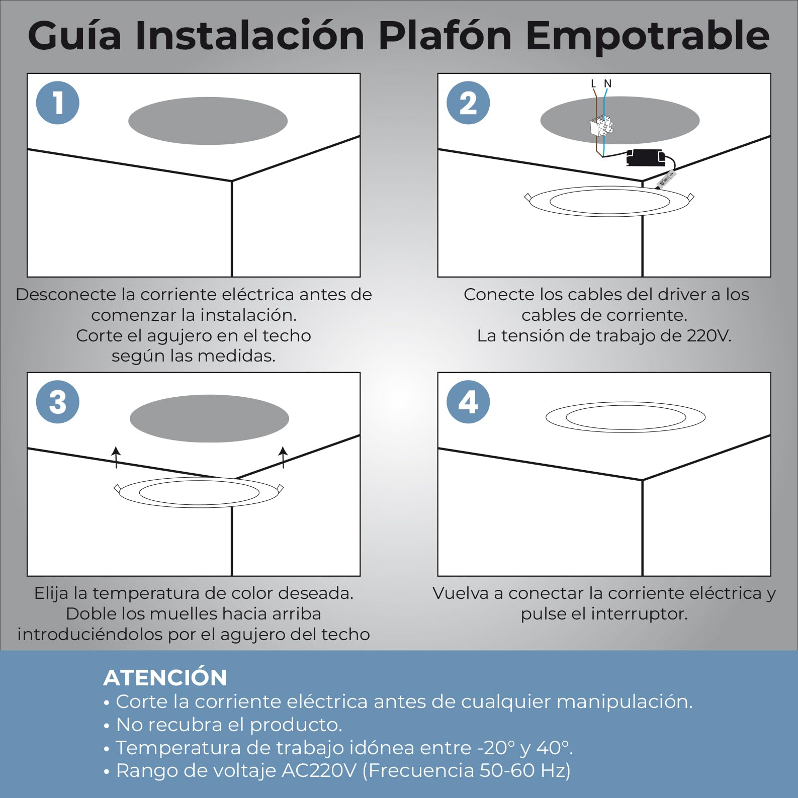 LED ATOMANT Pack 10x Downlight LED Panel Extraplano Redondo 220mm 20W CCT 1800 Lumenes Driver Incluido