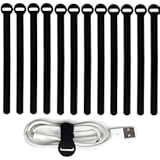 200PCS Reusable Fastening Cable Ties&comma; 6-Inch Cable Straps Cable Management&comma; Multi-Purpose Hook & Loop Cord Organizer Wire Ties&comma; Adjustable Cable Organizer Cord Ties&comma; Microfiber Cloth Straps&comma; Black