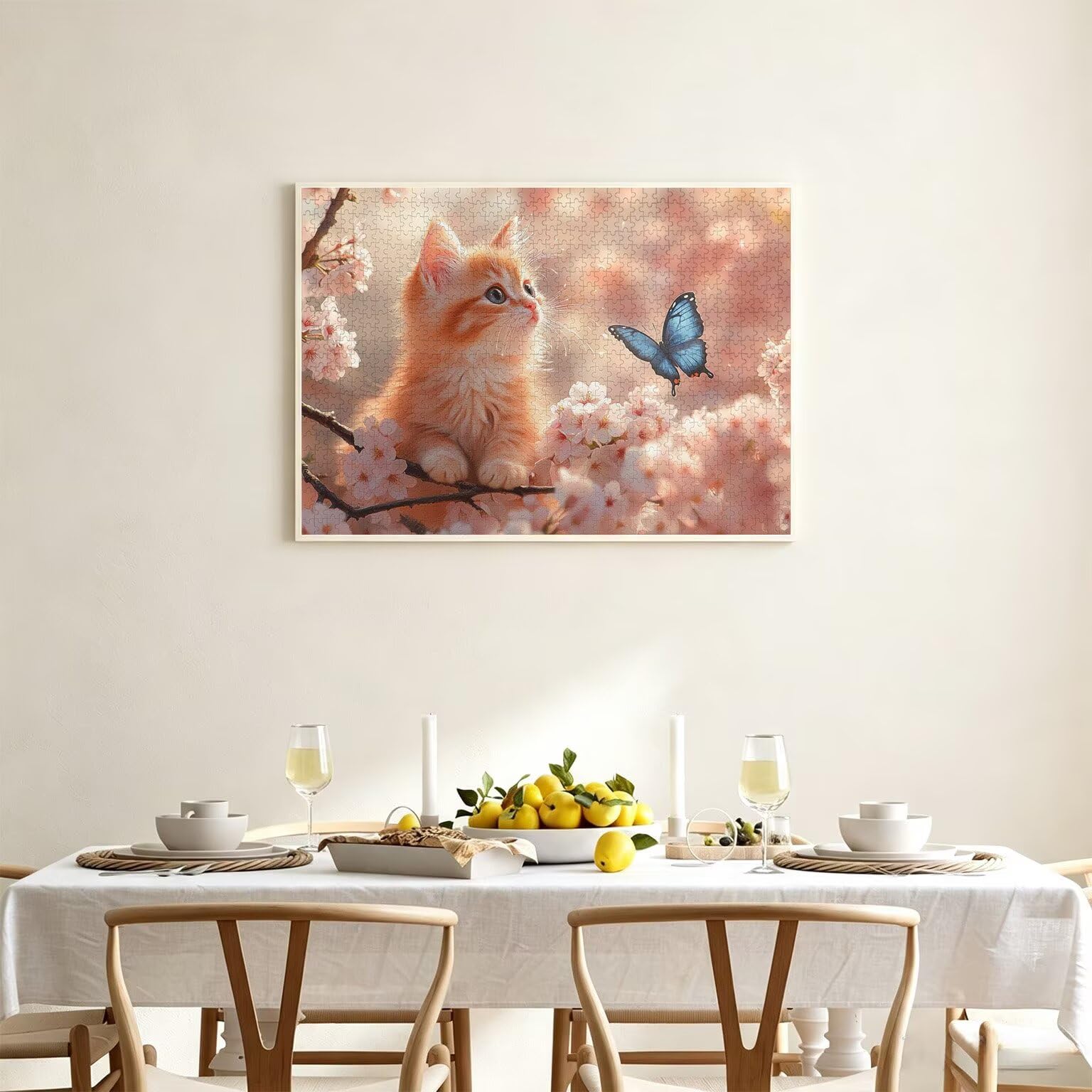 Puzzle dla dorosłych 2000, kot kwiat wiśni, 99 x 70 cm, n-522