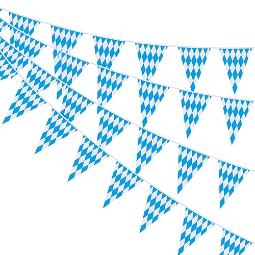 Ahfulife 32.8 Feet Oktoberfest Bavarian Flag Banner for Oktoberfest Decorations,