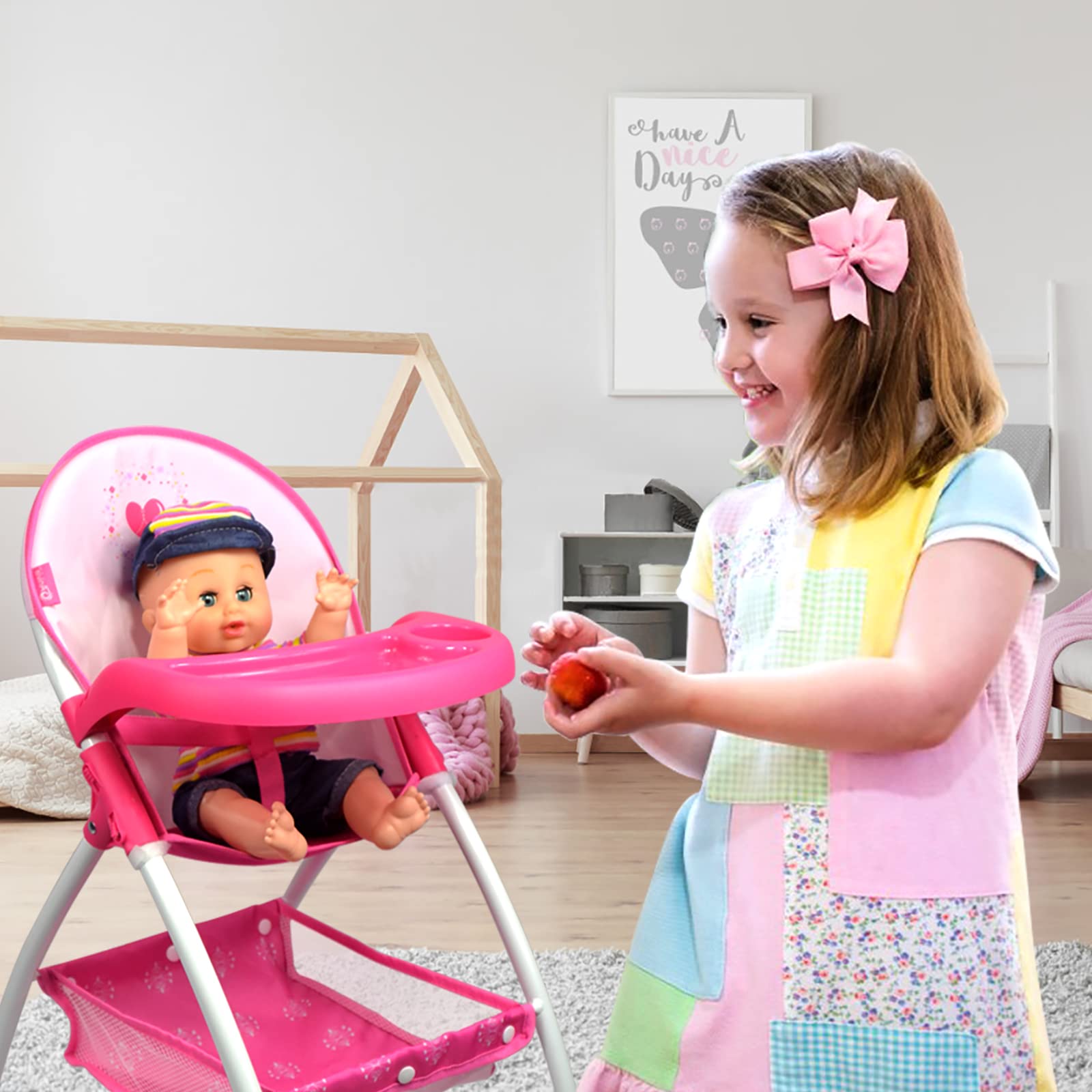 ANIVIA Baby Doll Trona, Trona para muñecas de hasta 16'', Rosa