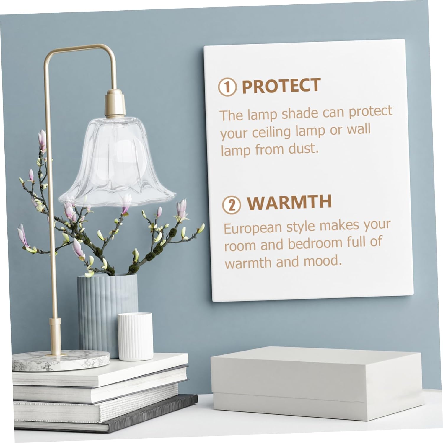 2pcs Glass Lampshade Transparent Lamp Covers for Table and Floor Lamps for Living Room Bedroom and Boys and Girls Room Light Diffuser for Warm Atmosphere