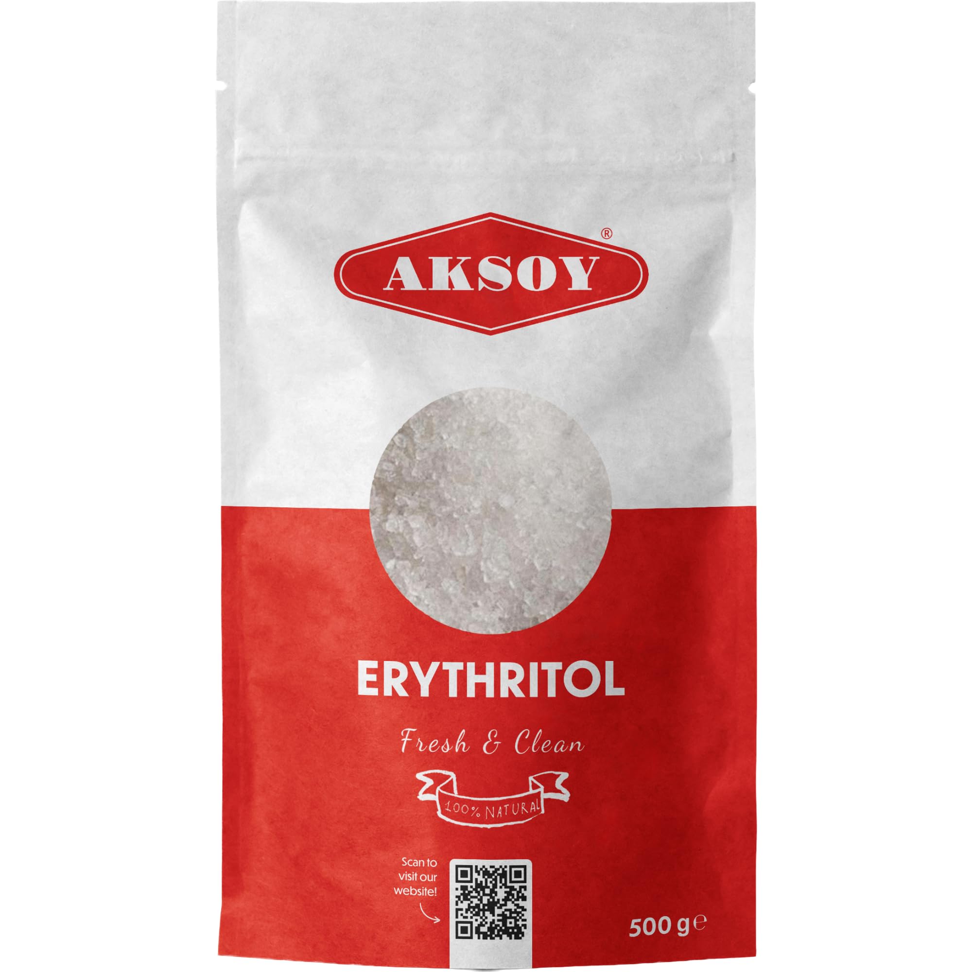 Aksoy Pure Erythritol 100% Natural 500g Granulated | Zero Calorie Sweetener, Perfect for Baking & Beverages | Keto-Friendly, Non-GMO, Vegan, No Artificial Additives
