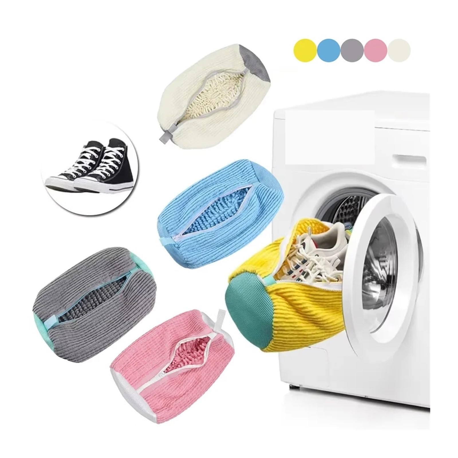 Borsa per lavatrice per scarpe 3 sacchetti multicolori for scarpe da bucato for lavatrice, asciugatrice, riutilizzabili(3pcs Pink)
