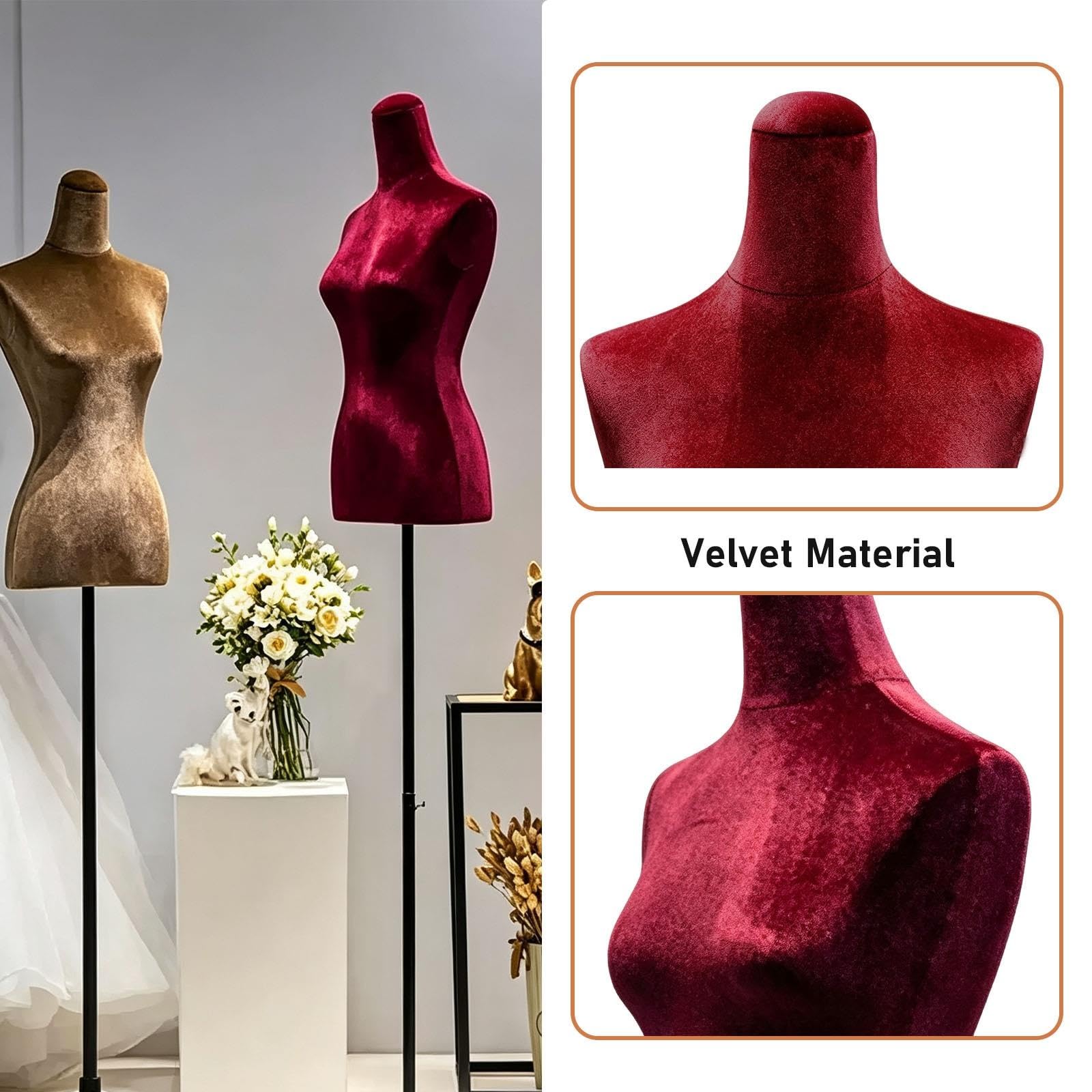 Maniquí Femenino Alfilerable de Terciopelo, Altura Total Regulable