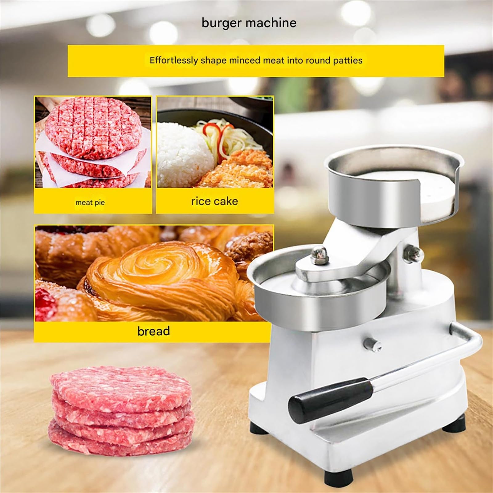 Commercial Burger Patty Maker, Manual Cookie Presses, Hamburger Press with 500 Pcs Patty Papers, Burger Forming Machine for Restaurant Kitchens, Food Processing Places(10cm)