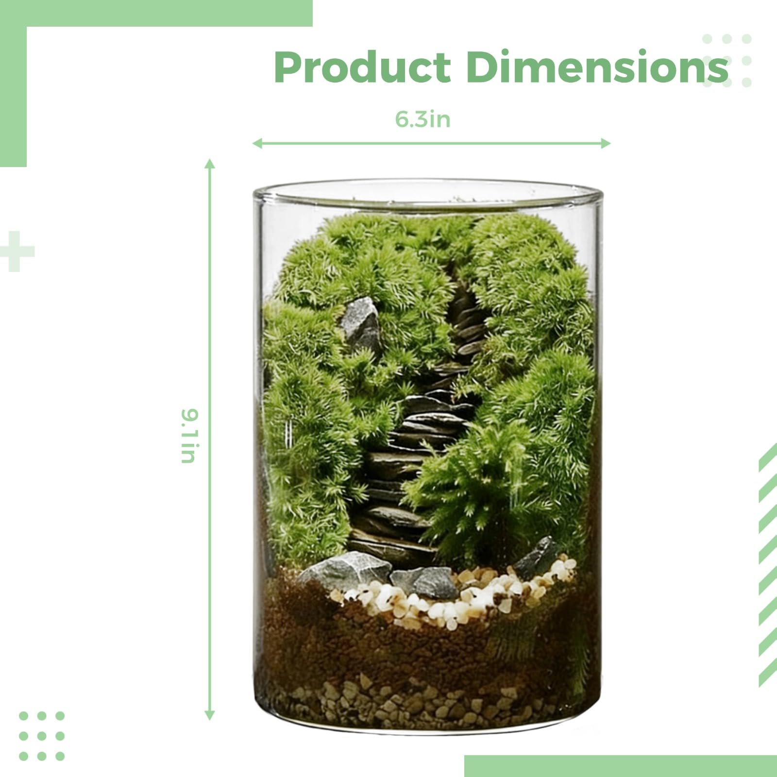 Moos-Terrarium-Set zum Selbermachen, große Ökosystem-Flasche aus Borosilikatglas für Zimmerpflanzen, Moos-Mikrolandschaft mit Materialpaket und Werkzeugen, 15 x 10 cm, als entspannendes Geschenk
