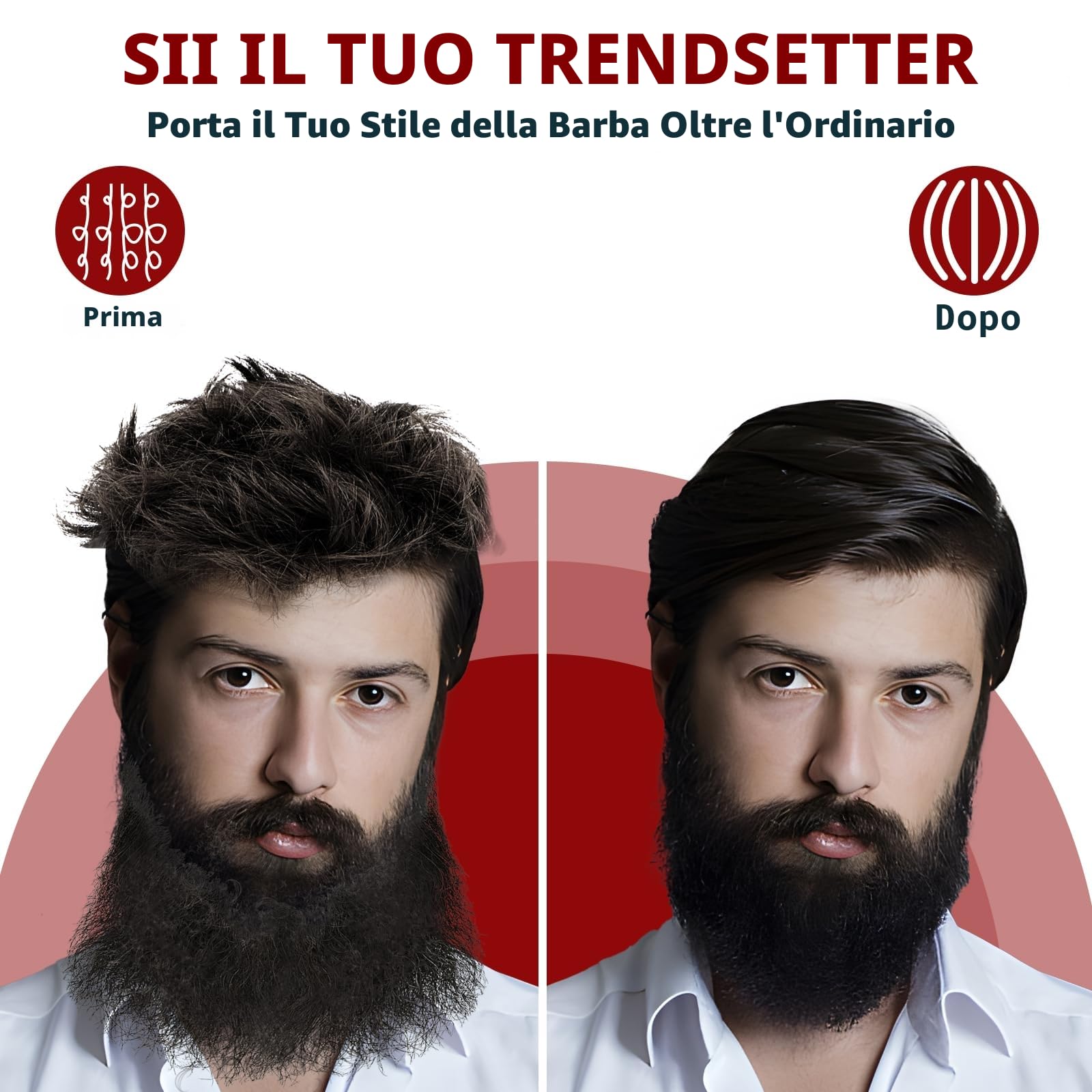 VIKICON Piastra per Capelli e Barba Uomo, Spazzola Lisciante Elettrica Professionale a Ioni Negativi per Capelli, Tre Temperature Regolabili, Portatile, Antiscottatura, Riscaldamento Rapido