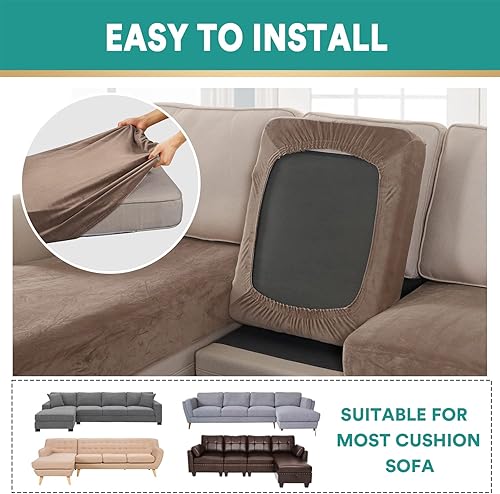 Vista 191 de OKYUK Fundas de sofá seccional en forma de L, 3 piezas, fundas de cojín para sofá seccional de terciopelo en forma de L, fundas elásticas para sofá