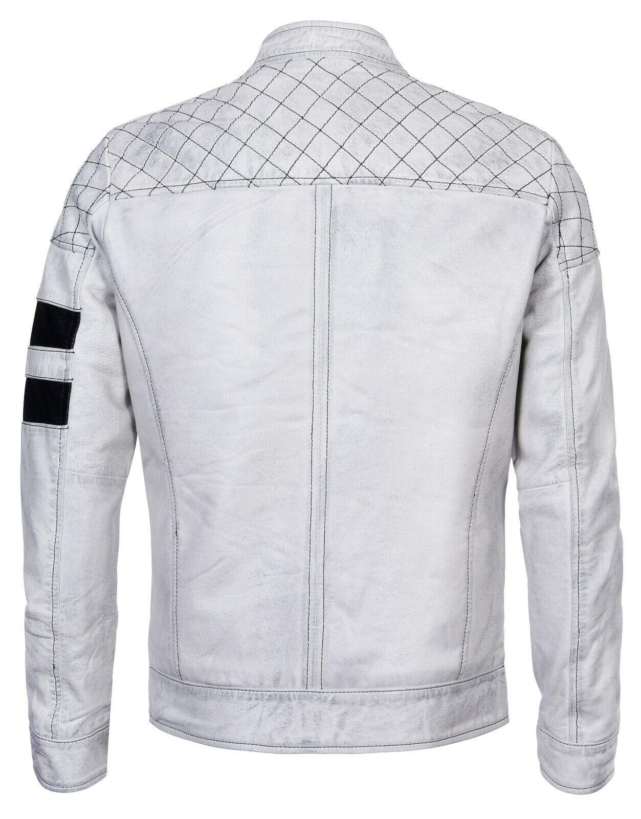 Infinity Leather Chaqueta Motera Moto Racing de 100% Cuero Con Cremallera y Estilo Negro Para Hombres