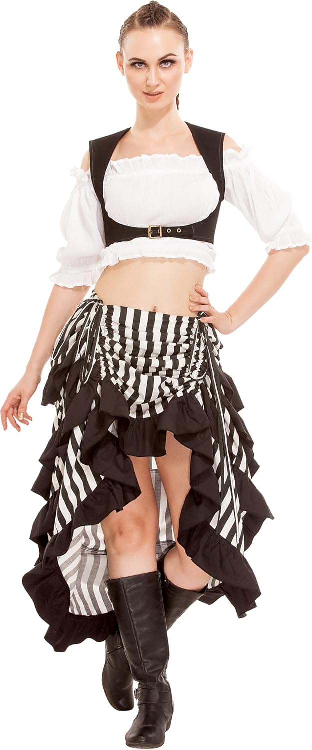 ThePirateDressing Steampunk Victorian Cosplay Costume Womens High-Low Show Girl Skirt - Image 5