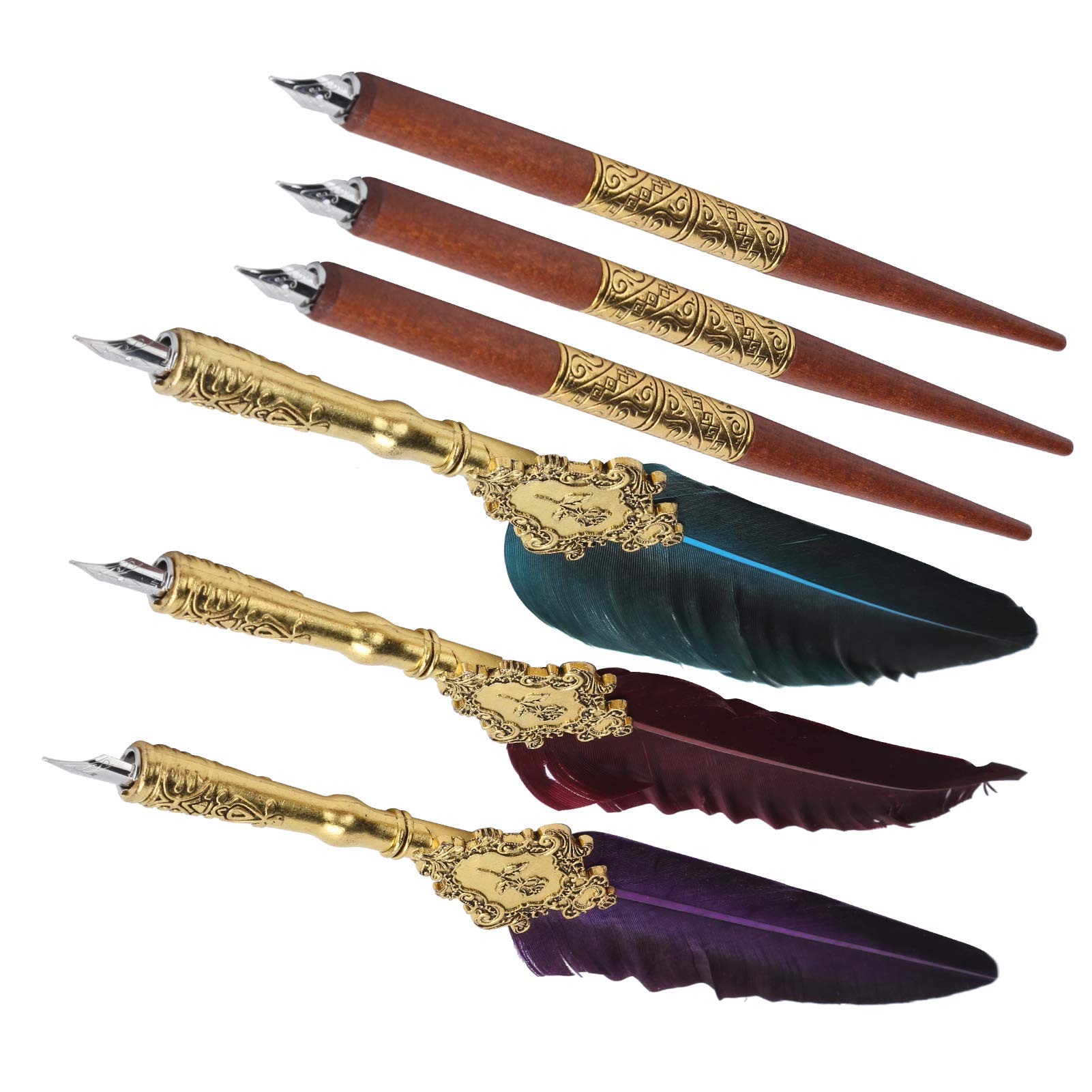 Kit de calligraphie pour stylo plume vintage avec 12 plumes fantaisie et 5 plumes d'art pour écrire la collection d'artisanat de dessin(#1) Stylo plume School Supplies School Supplies