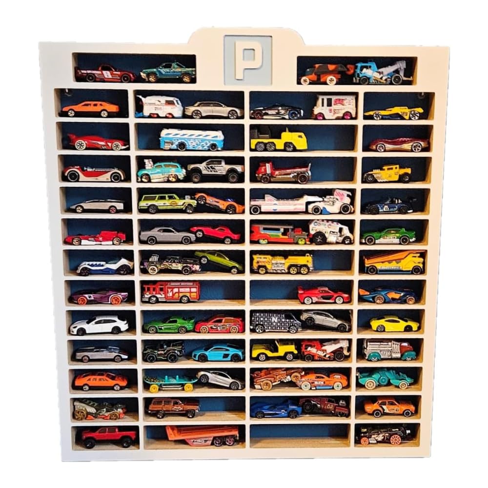 Sammlervitrine Fächer Setzkasten Holz Sammelbox Car Display Parking, Kinderzimmerregal, Kinderzimmerdekoration, Hängeregal für Zubehör und Spielzeug
