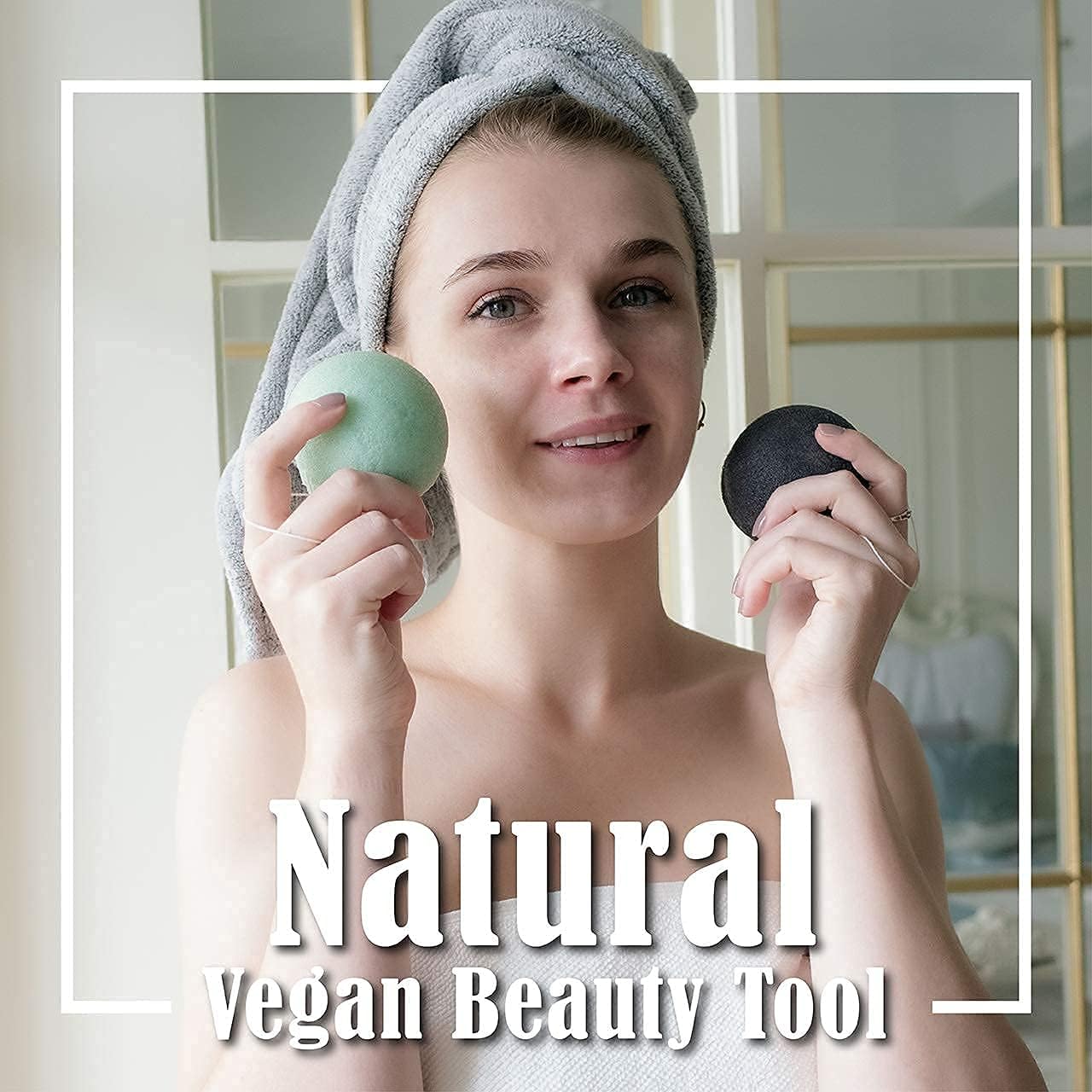 Natural Konjac Facial Sponges - for Gentle Face Cleansing and Exfoliation - with Activated Charcoal and Aloe Vera, 4pc. Set : Beauty & Personal Care