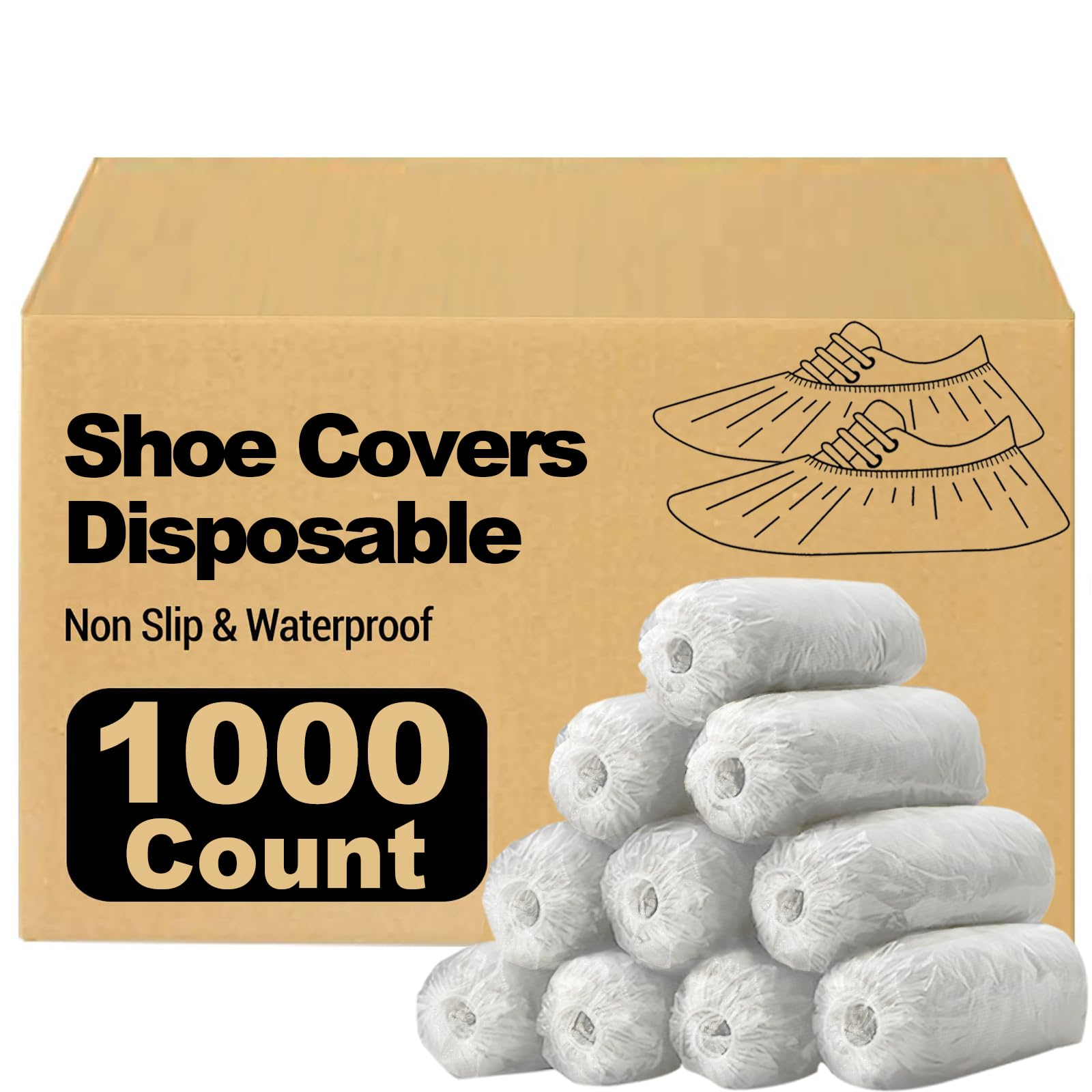 Amedall White 1000 Pieces(500 Pairs) Shoe Covers Disposable, Waterproof,Non-Slip for Various Occasions,fits up to US Men's 12 & Women's 13 Size,